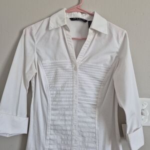 Zac & Rachel White Pintuck Button-Front Top